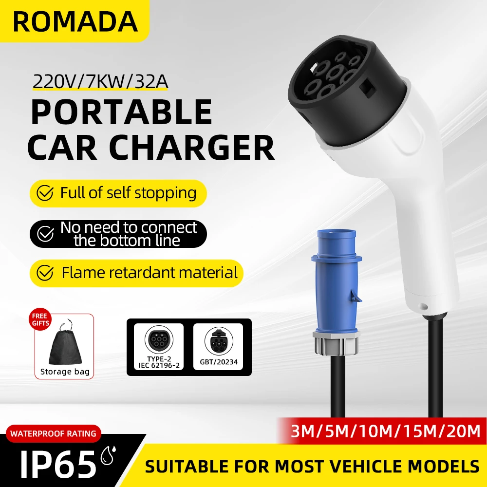 ROMADA Type2 IEC62196-2 para v - Ev Charger Adapter reseña y precio